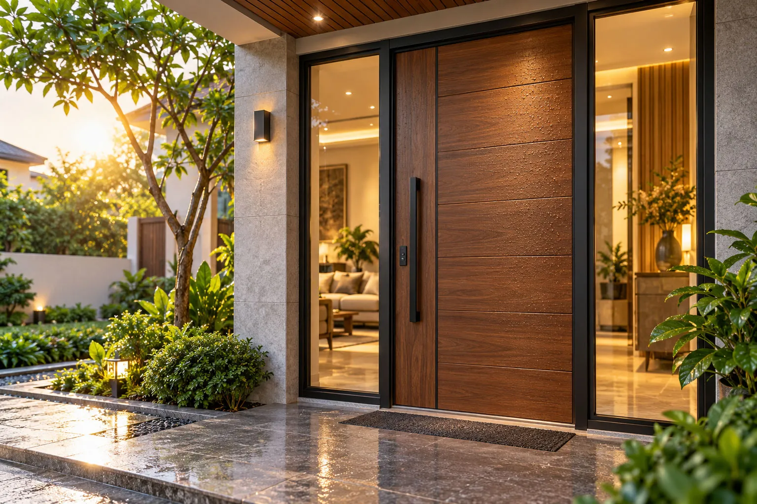 Cửa gỗ nhựa Composite thiết kế hiện đại, thẩm mỹ.